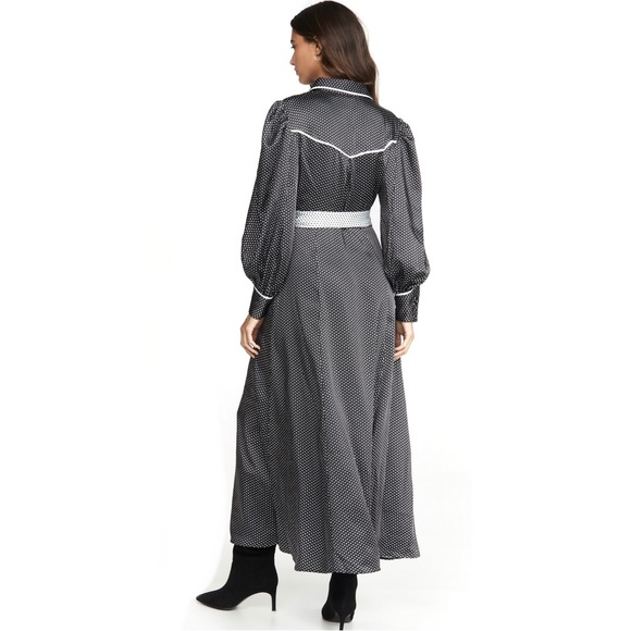 NEW C/MEO COLLECTIVE BLACK POLKA DOT MAXI DRESS - Picture 7 of 10